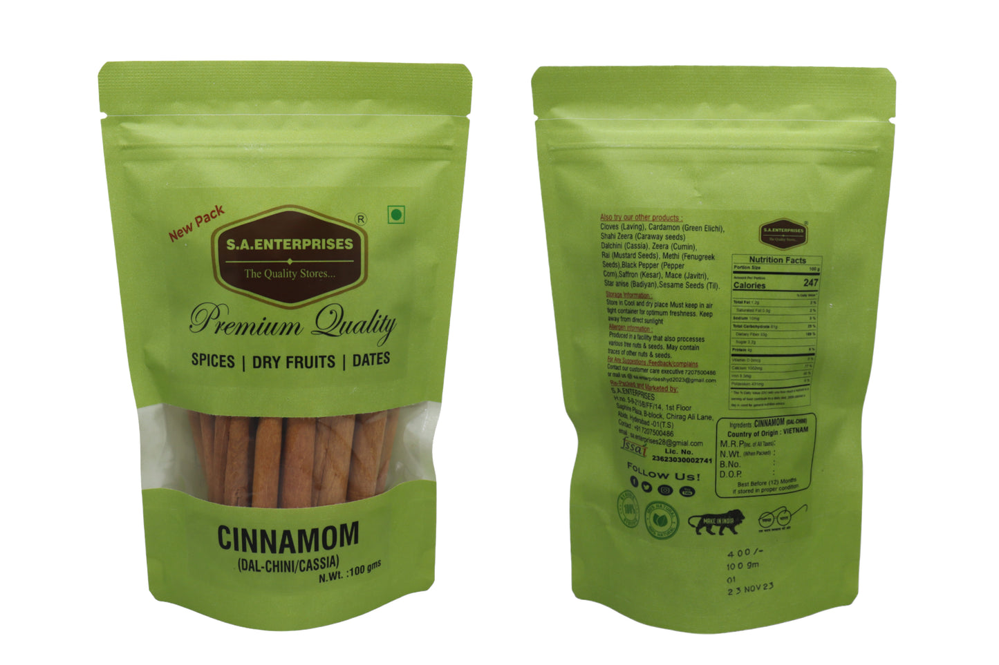 S.A.ENTERPRISES Cinnamon Rolls | Dalchini Sticks | Cassia - 100GMS